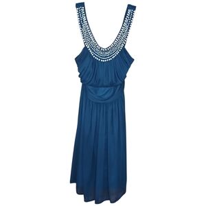 Aria Blue Beaded Neckline Occasion Dress